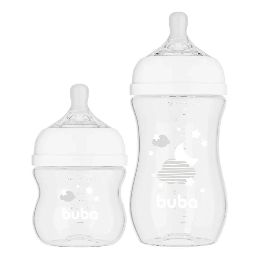 Kit 2 Mamadeiras Buba Easy Flow Anticólica Nuvem Branca