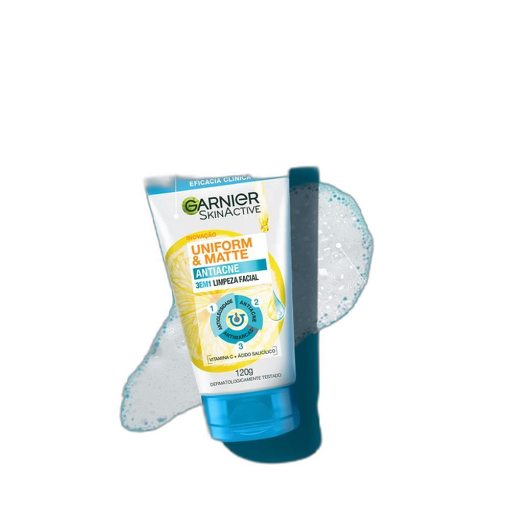 Garnier Skinactive Uniform Matte Antiacne E Antioleosidade Com Efeito Matte 3 Em 1 - Sabonete De Limpeza Facial 120g