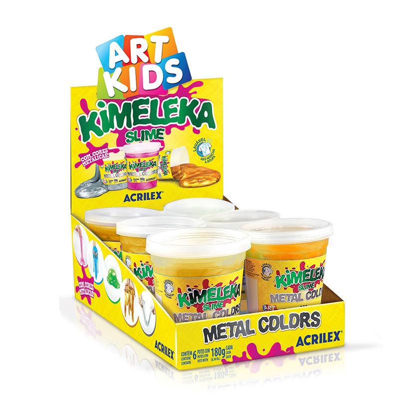 Kimeleka Slime Art Kids Metálica 180g Ouro Com 6 Unidades Acrilex