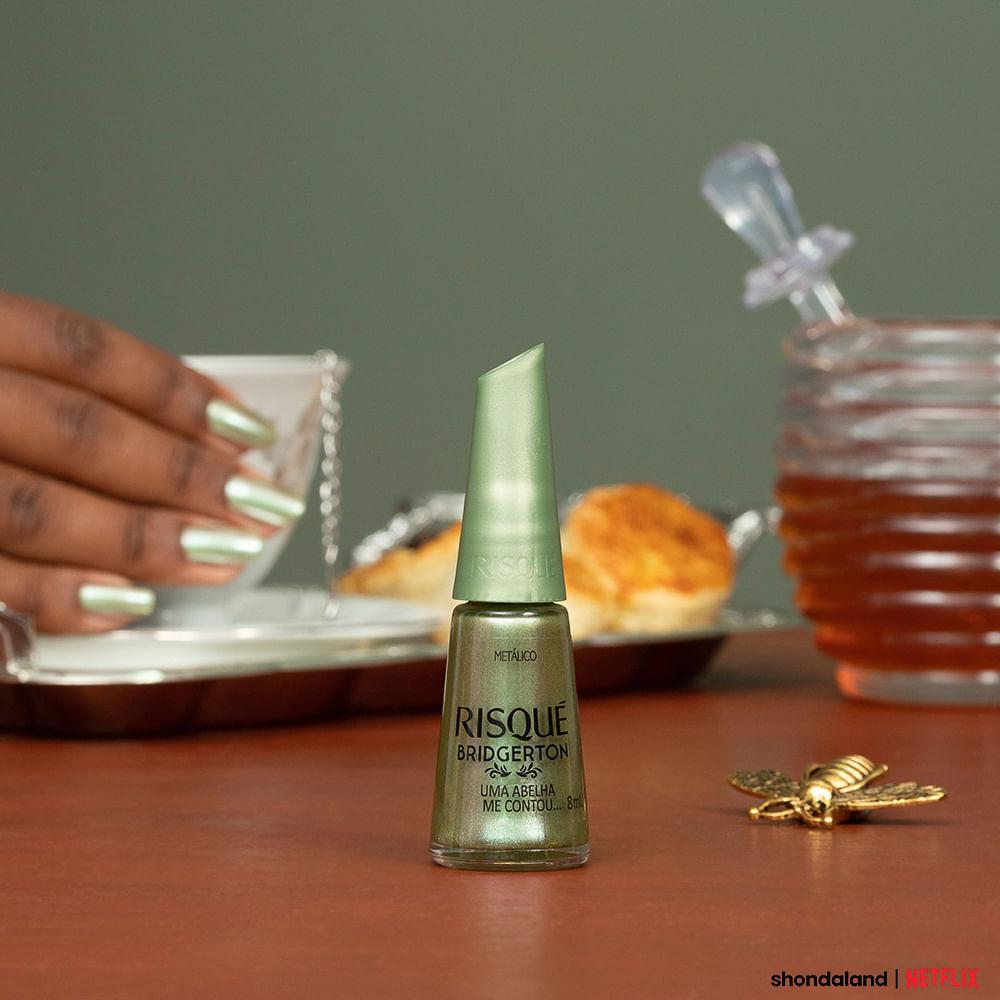 Esmalte Verde Metálico Risqué Bridgerton Uma Abelha Me Contou