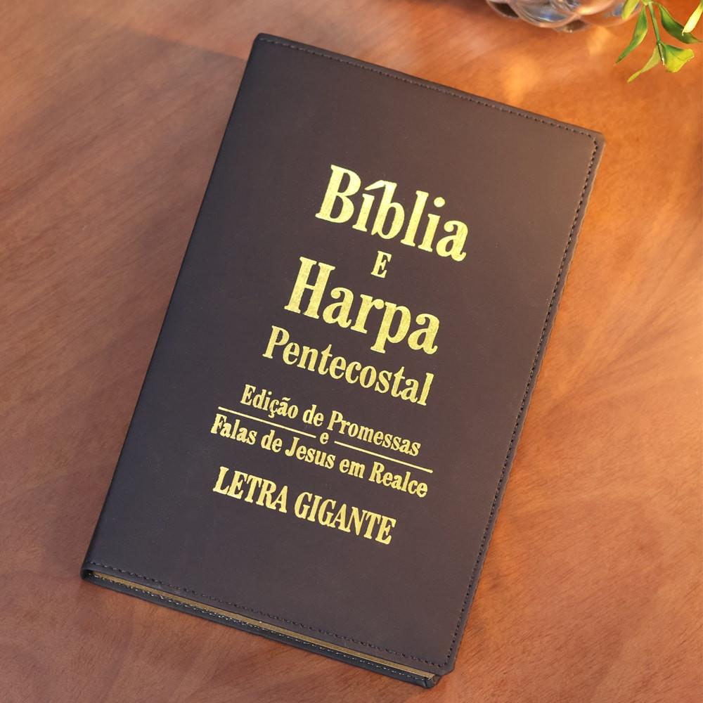 Bíblia E Harpa Arc Letra Gigante Edição De Promessas Capa Luxo Preta Com Índice