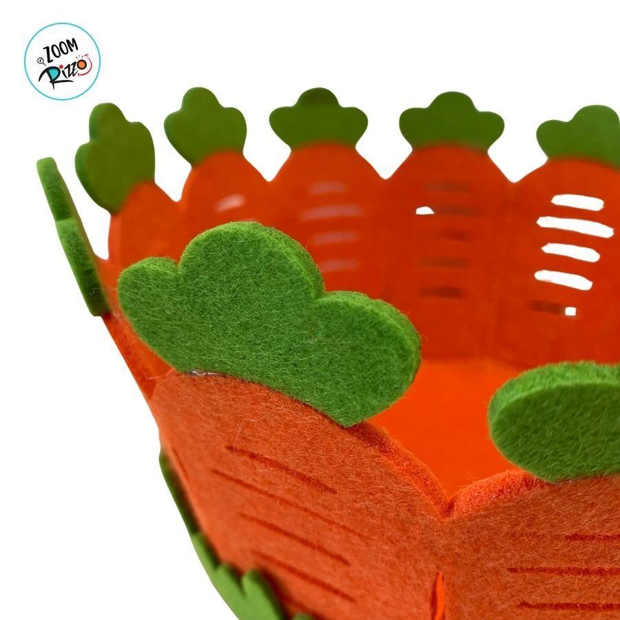 Cesta Em Feltro De Páscoa - Cenourinhas - Laranja Escuro - 20cm - 1 Unidade - Rizzo
