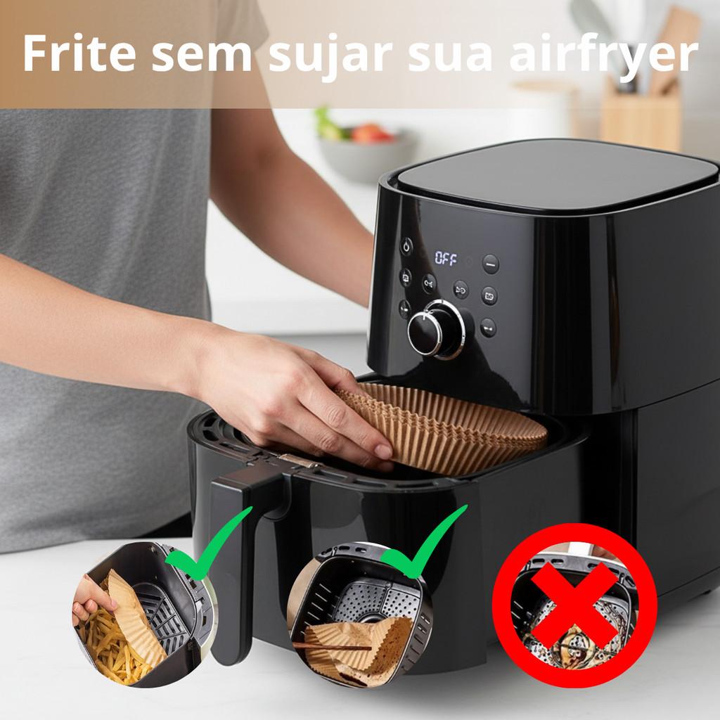Papel Forro Air Fryer Antiaderente Forma Redonda Resistente A Calor Chef D