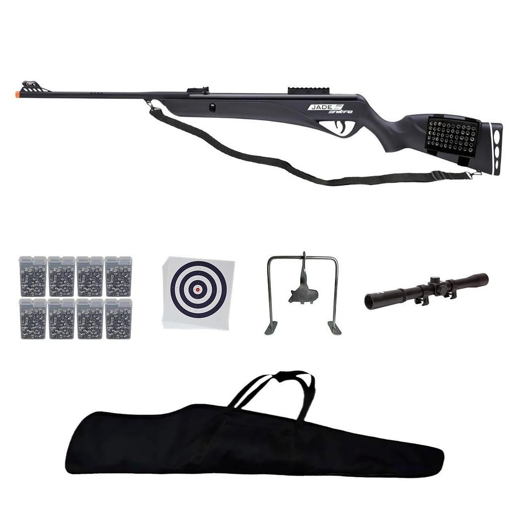 Carabina De Pressão Jade PRO Nitro Preta 5.5mm - Cbc + Acessórios