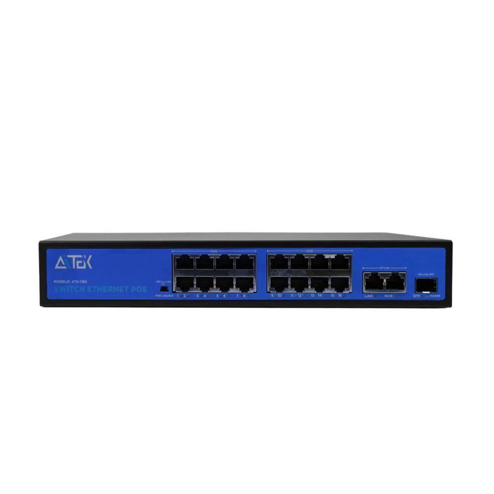 Switch Poe 8 E 16 Portas Gigabit Ats-182 E Ats-1182 Ideal Para Cftv E Redes