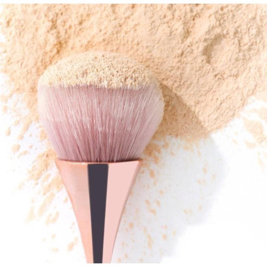 Pincel Largo Ouro Rosa Para Base Pó Blush Ferramenta De Maquiagem Profissional Muito Macio