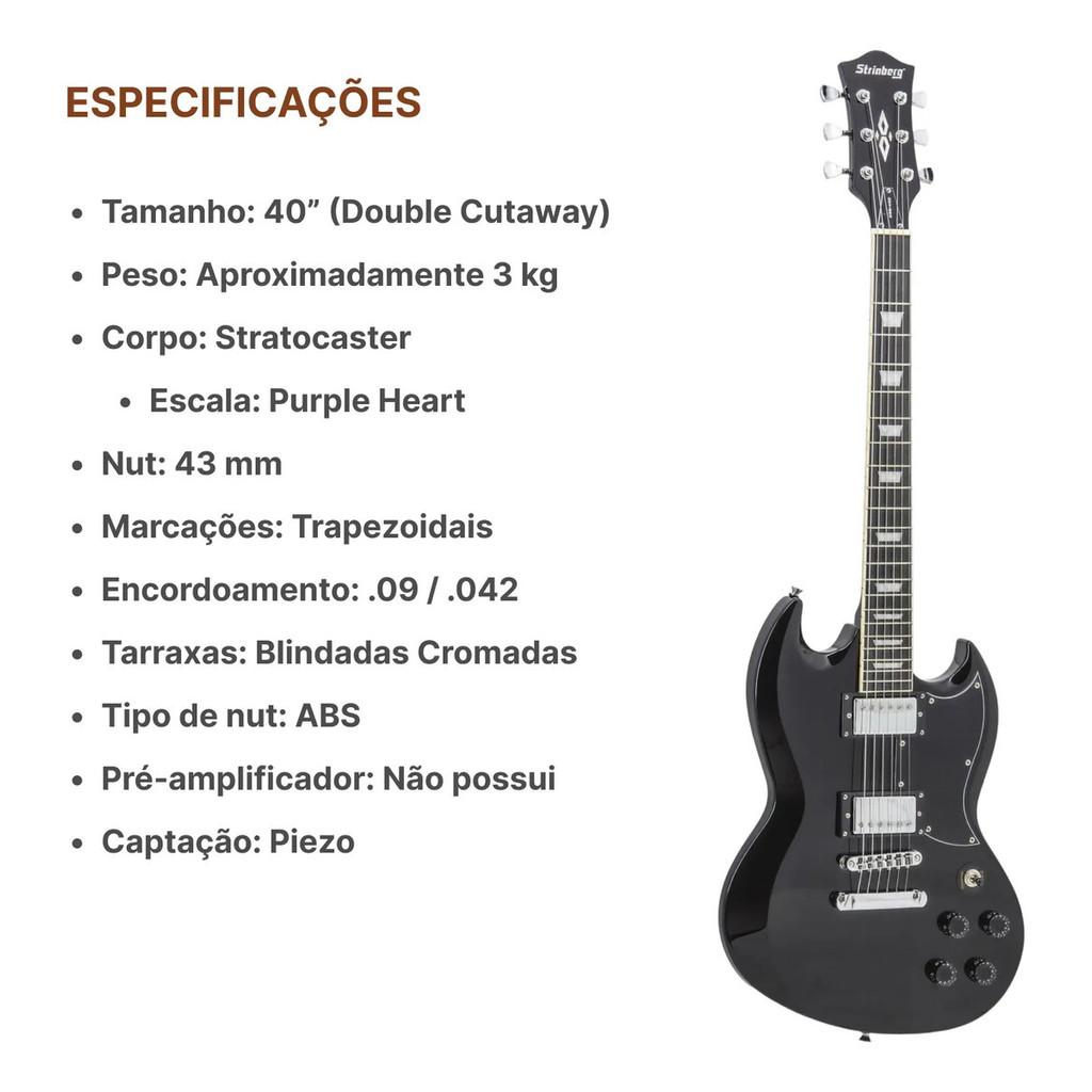 Guitarra Strinberg Gss400 Bk Preta 6 Cordas 22 Trastes Destr