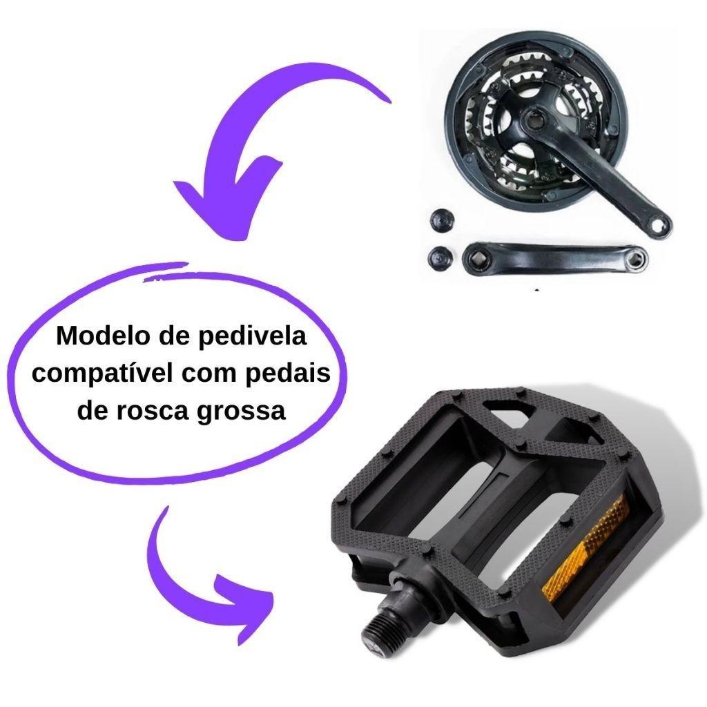Pedal Plataforma Nylon Preto Com Esfera Rosca Grossa 9/16