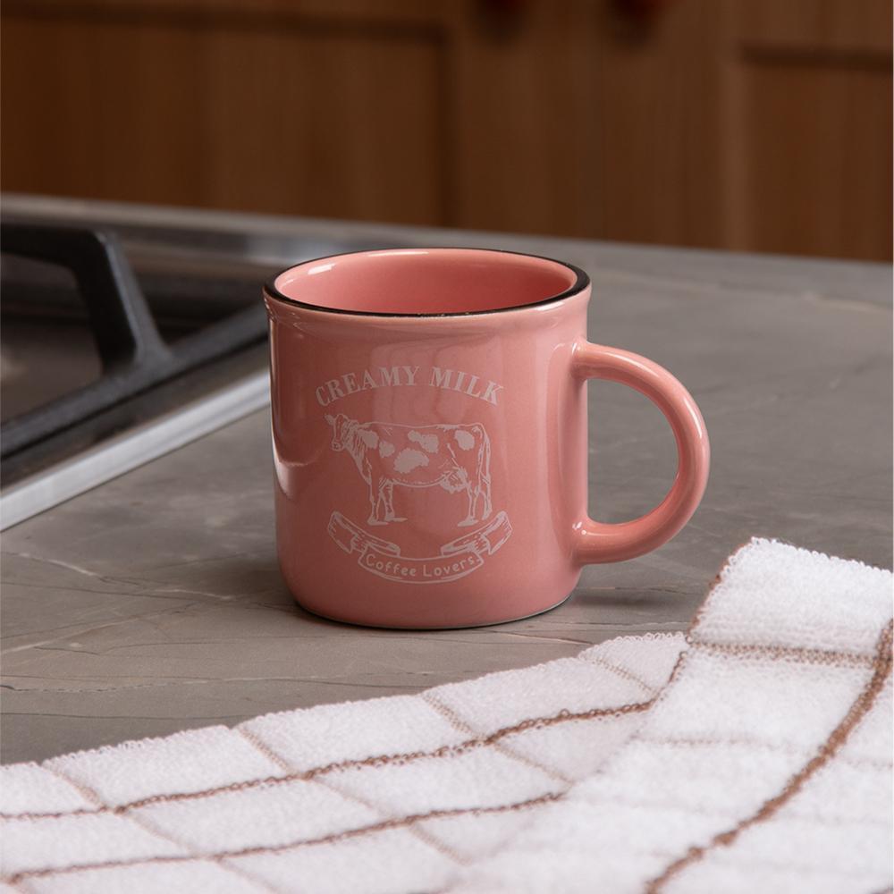 Caneca Creamy Milk 180ml Rosa Cerâmica Lyor Para Café Chá Leite Mesa Posta Uso Diário Compacta Prática Elegante Para Lar