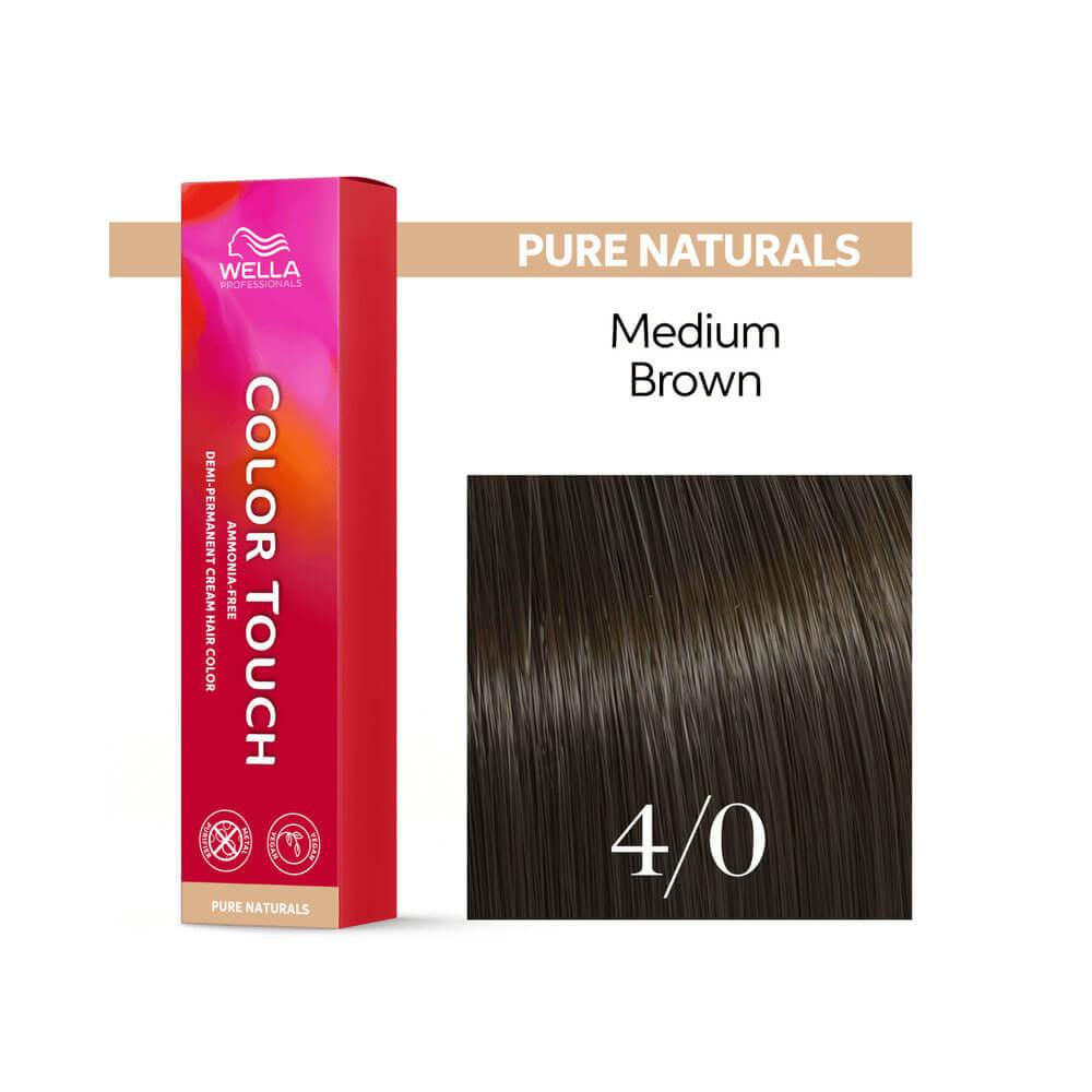 Tonalizante Wella Color Touch Pure Naturals 4.0 Castanho Médio