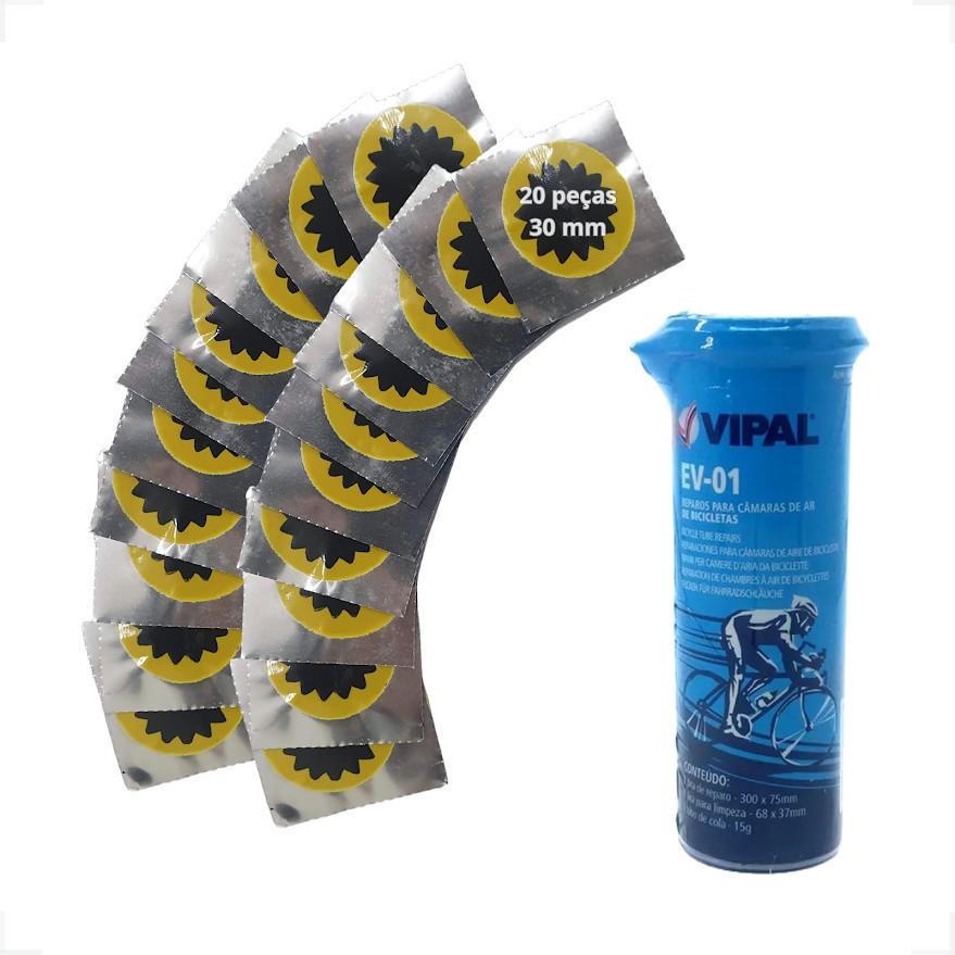 Kit 20 Remendos Tipo Estrela 3cm Bicicleta Moto + Cola Vipal Cb-01