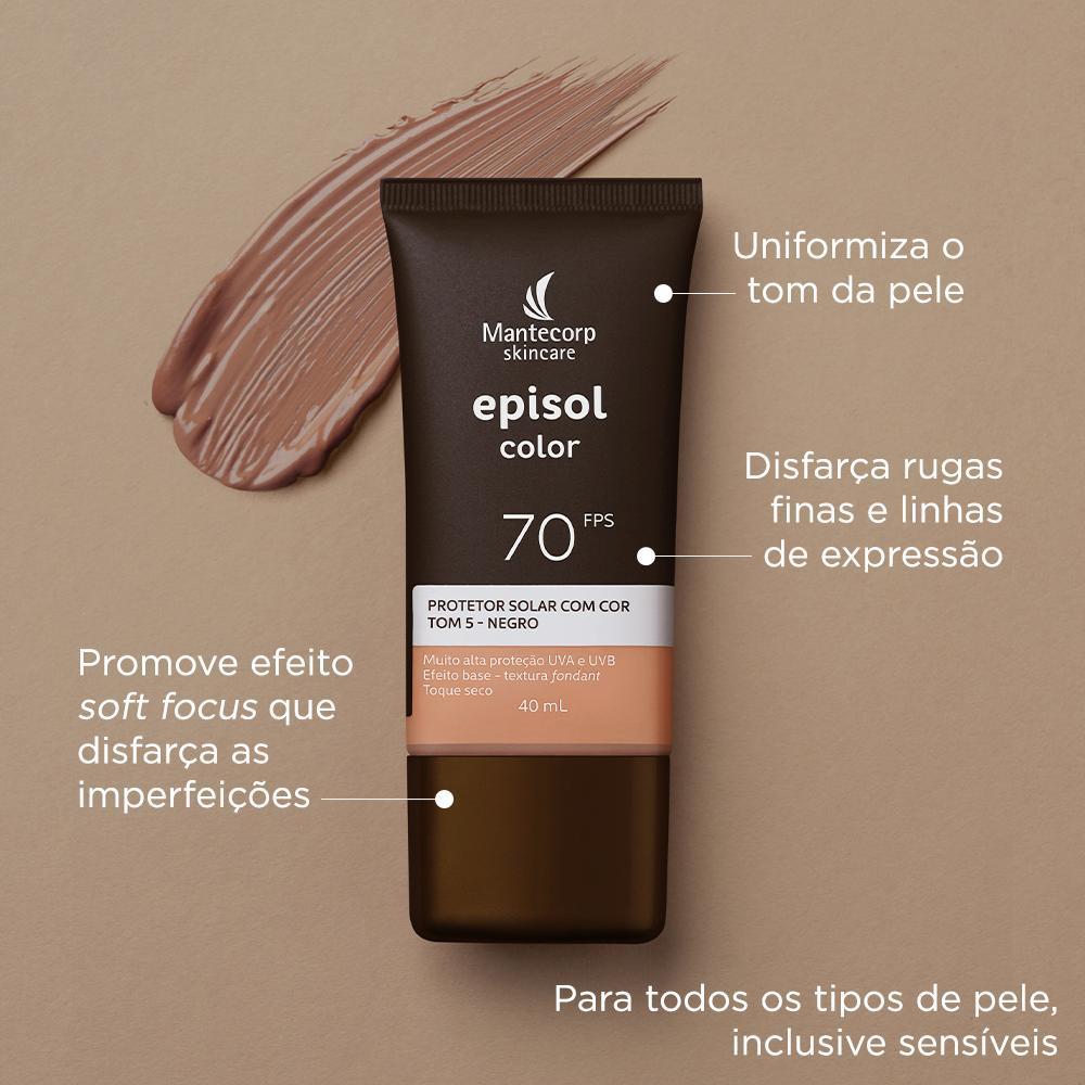 Protetor Solar Facial Episol Color Tom 5 Negro Fps70 40ml