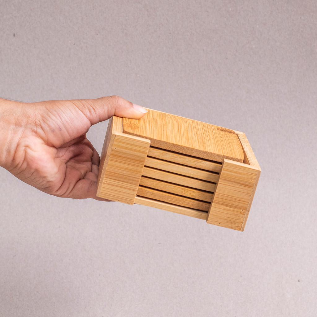Jogo De Porta Copos Quadrado De Bambu 6pcs - Oikos