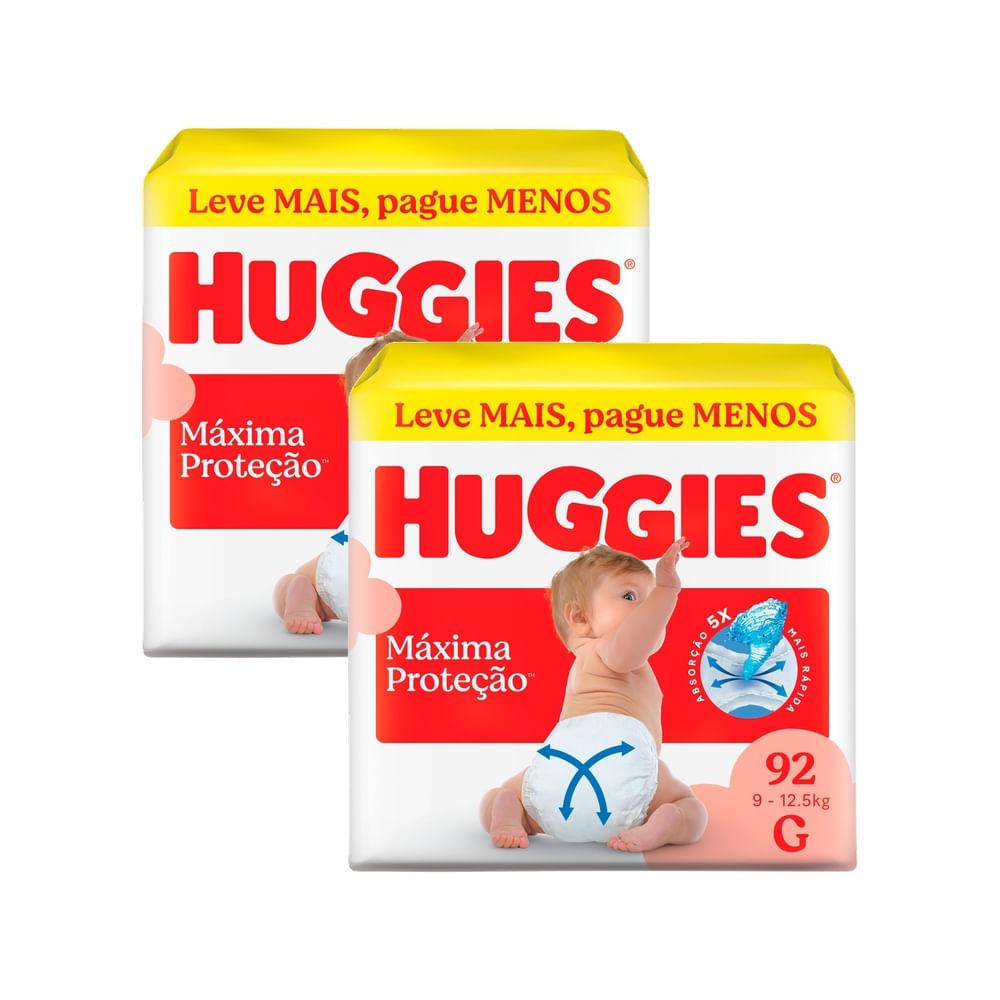 Kit 2 Fralda Huggies Máxima Proteção Tamanho G 92 Unidades Descartáveis