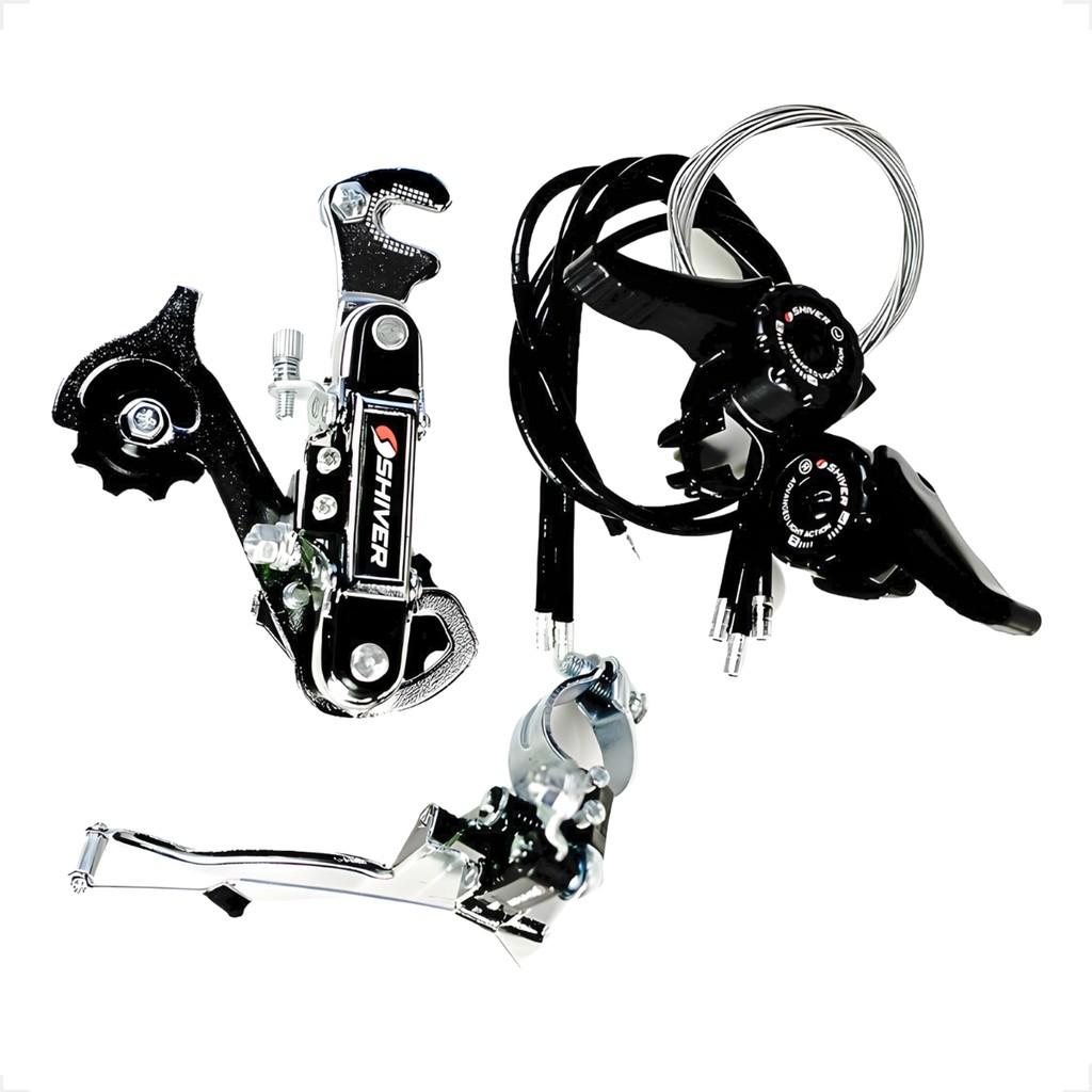 Kit Relação 18 Marchas Câmbio Dianteiro Traseira Alavancas Bicicleta 18v 6v