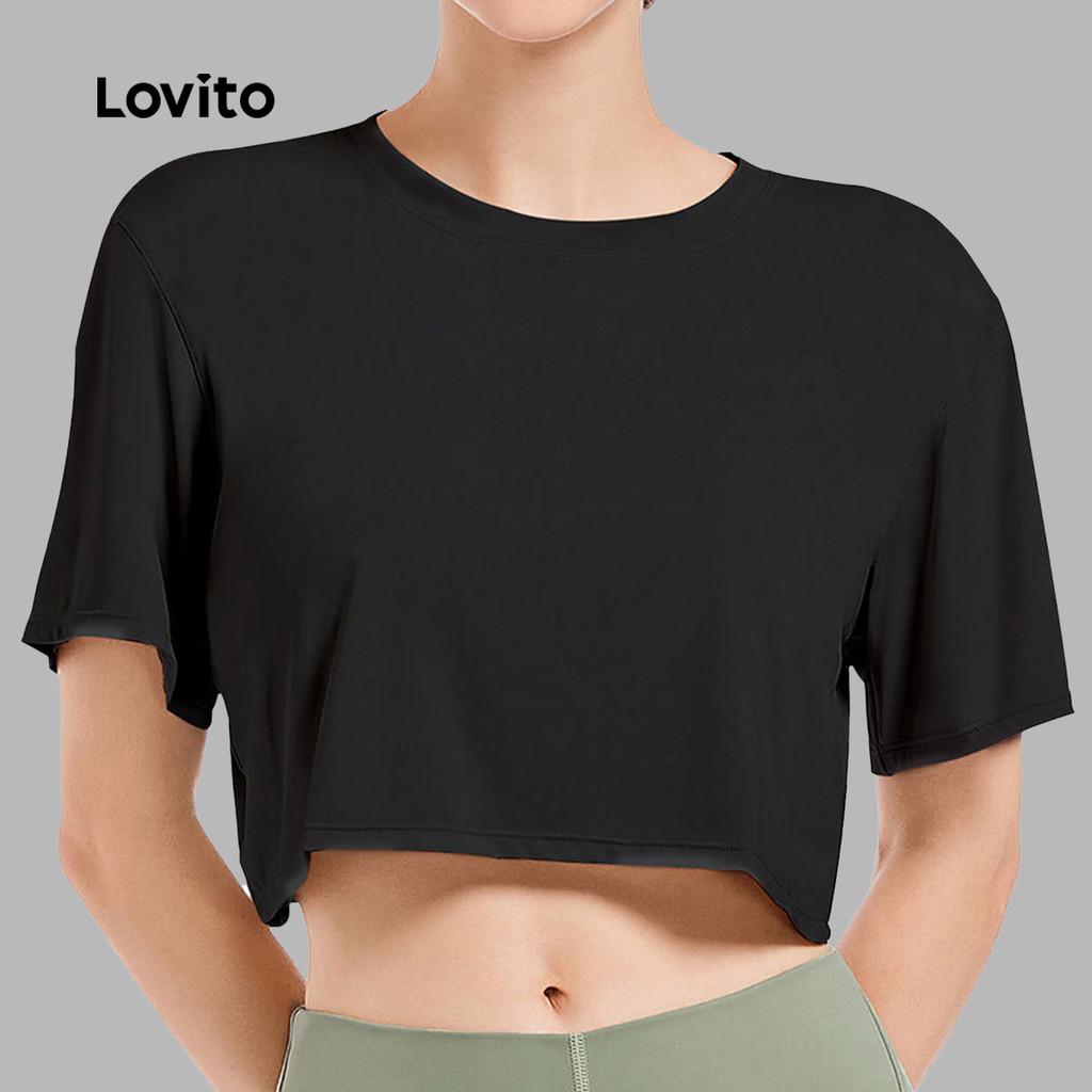 Lovito Casual Camiseta Esportiva Sporty De Manga Curta E Secagem Rápida Yoga Pickleball E Corrida