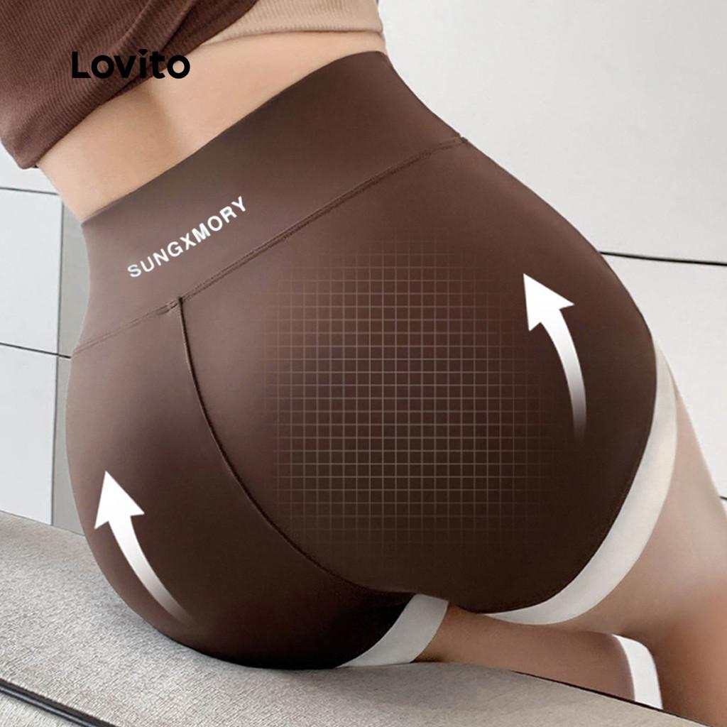 Lovito Short De Academia Feminino Esportivos Controle De Barriga Levantamento De Bumbum Elástico Em 4 Direções