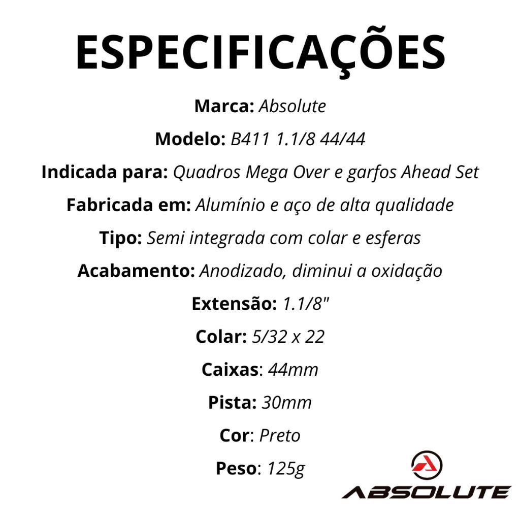 Caixa De Direção Movimento Absolute Mega Over 44/44 B411 1.1/8 Ahead Set Zs Preto