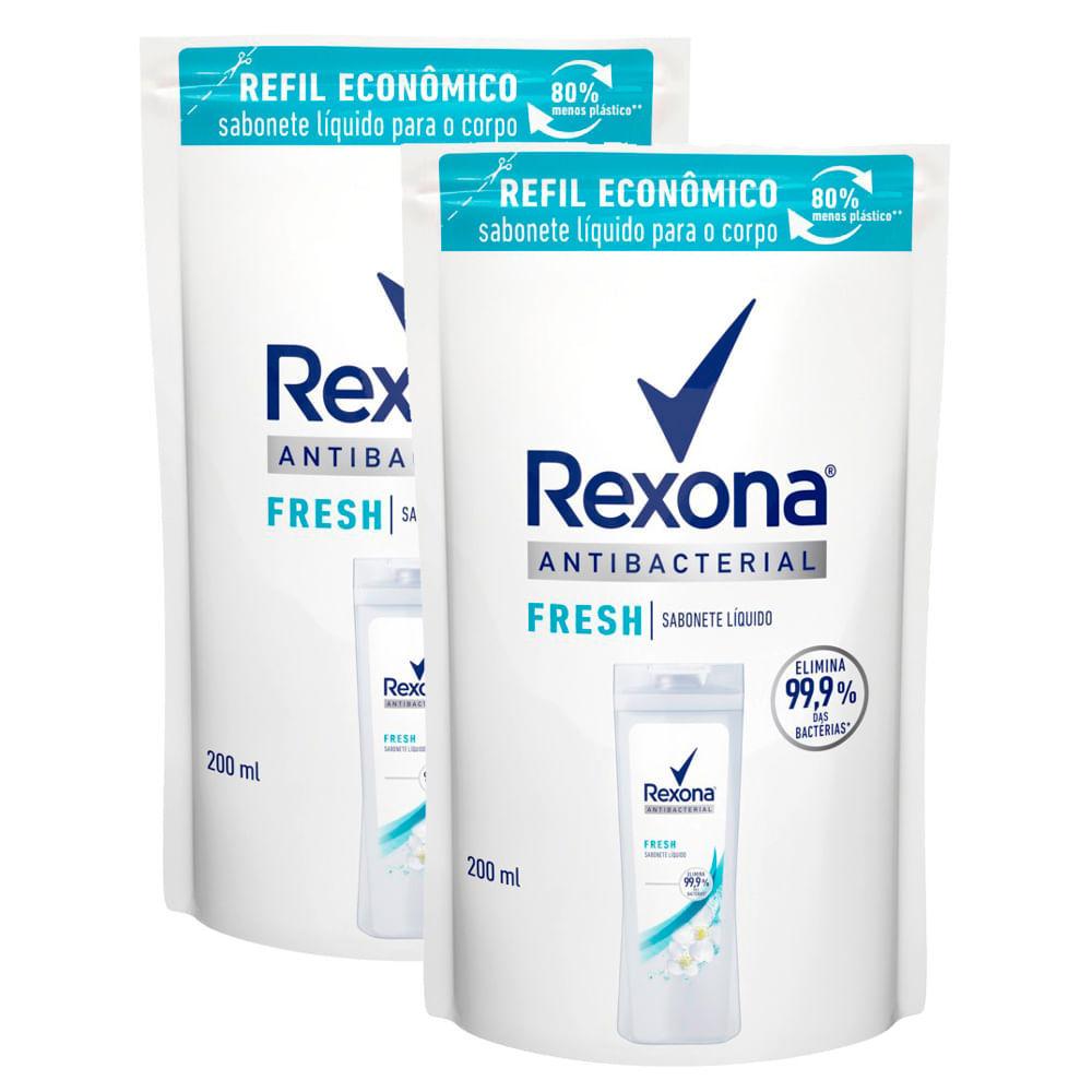 Kit 2 Sabonete Líquido Rexona Antibacterial Fresh Refil Com 200ml