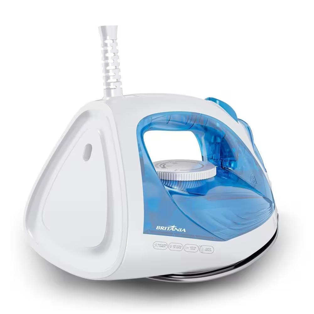 Ferro De Passar BF07 Base Antiaderente Vapor Vertical Reservatório Azul Britânia