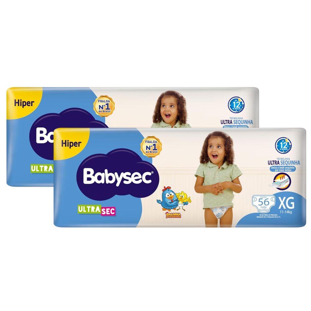 Kit 2 Fralda Babysec Ultrasec Tamanho Xg 56 Unidades Descartáveis