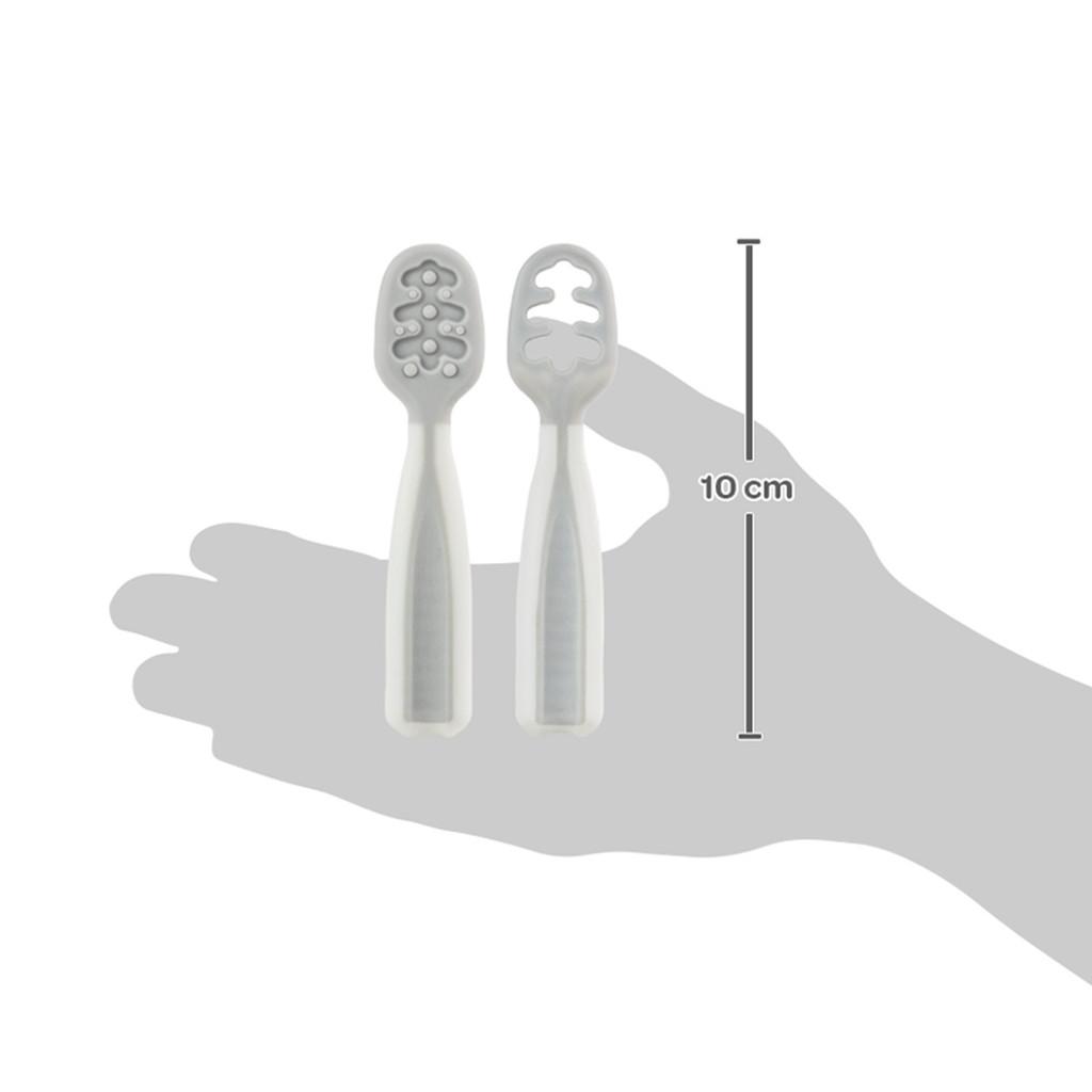 Kit 2 Colheres De Treinamento Autoalimentação 6m+ Buba Cinza