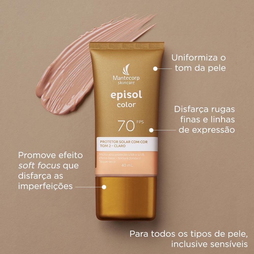 Protetor Solar Facial Episol Color Tom 2 Claro Fps70 40ml