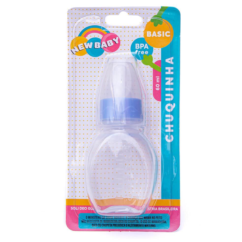 Mini Mamadeira New Baby Chuquinha Bico Pvc 60ml Azul