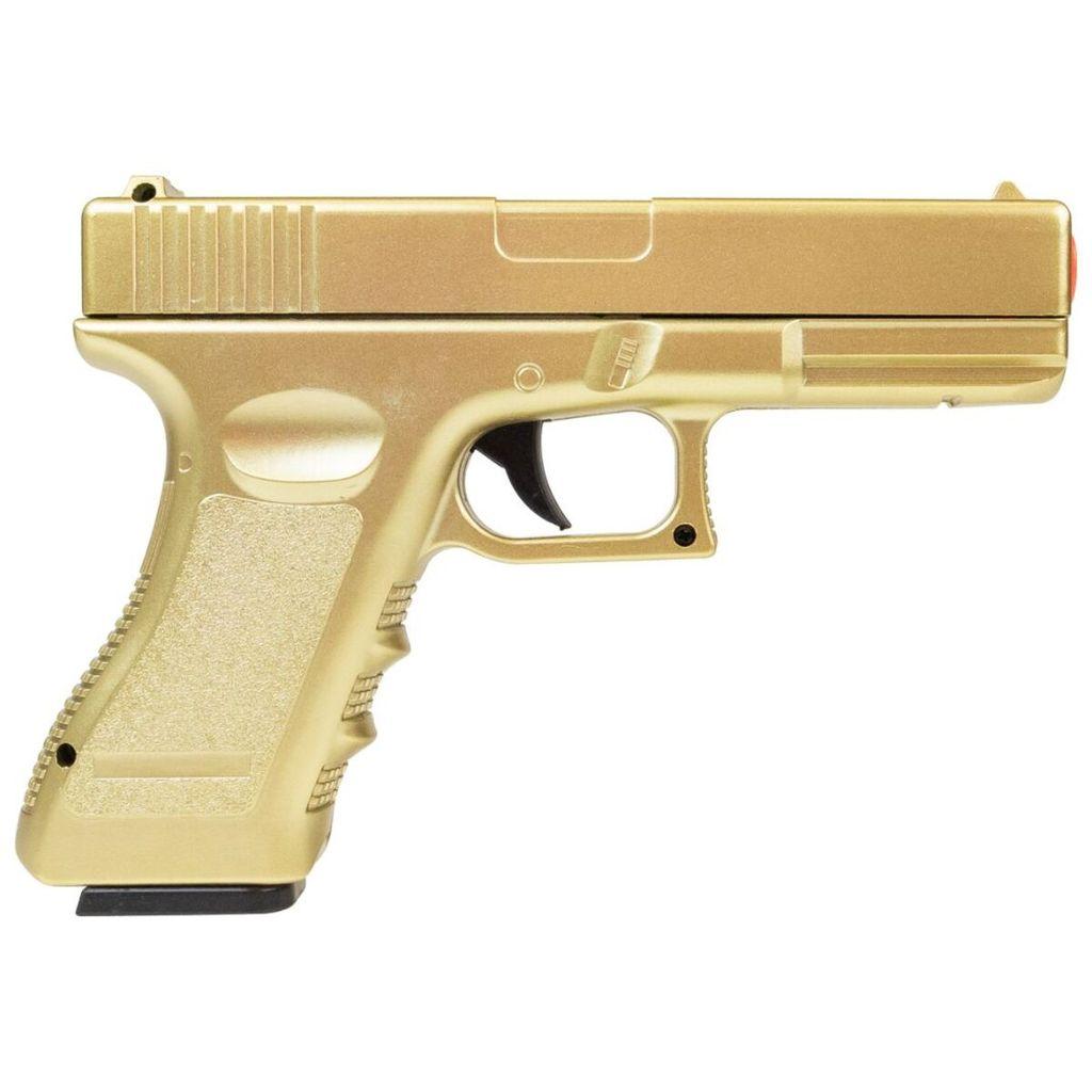 Pistola Airsoft Gk V20 Gold Full Metal 6MM + 300 Bbs + 10 Alvos Mola Realista