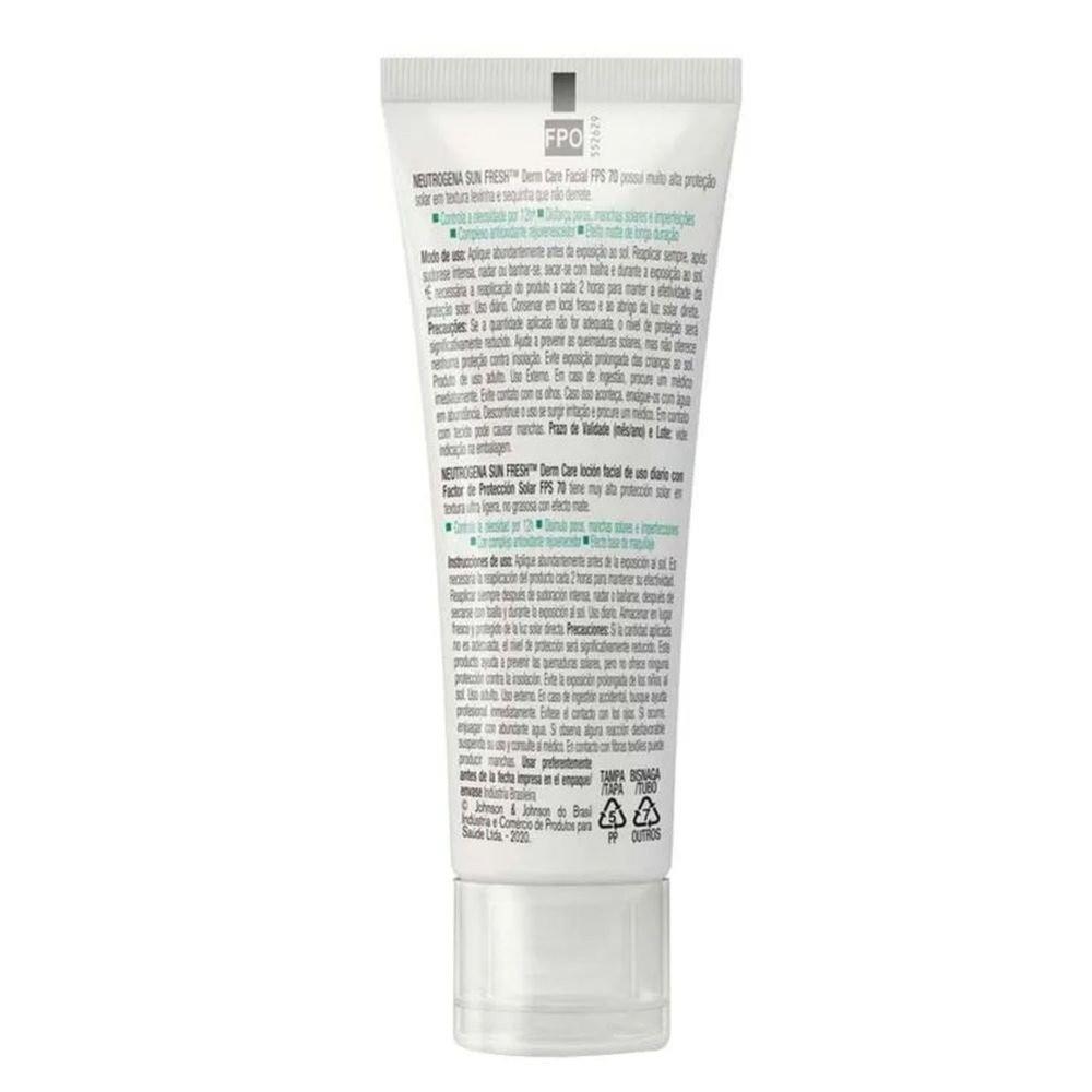 Protetor Solar Facial Neutrogena Sun Fresh Derm Care Pele Clara FPS 70 40g
