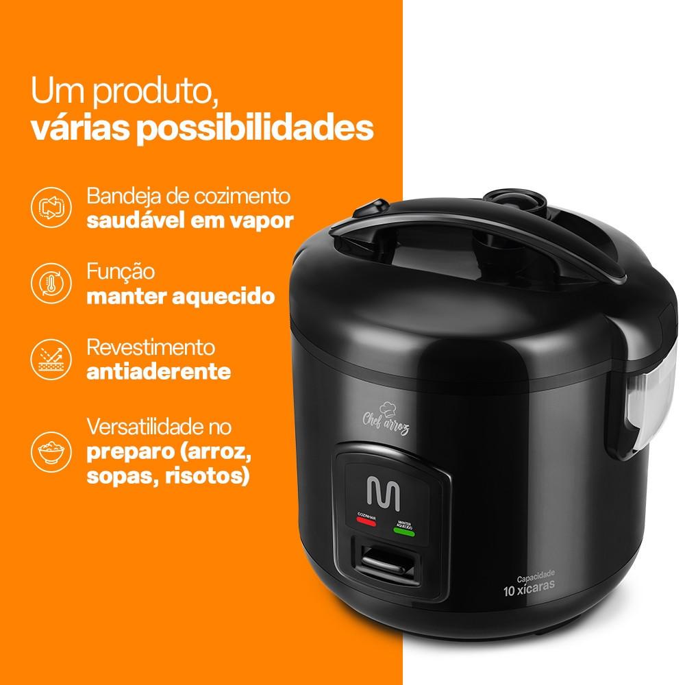 Panela De Arroz 10 Xícaras Função Manter Aquecido 220v-700w Preta Multi - Go501