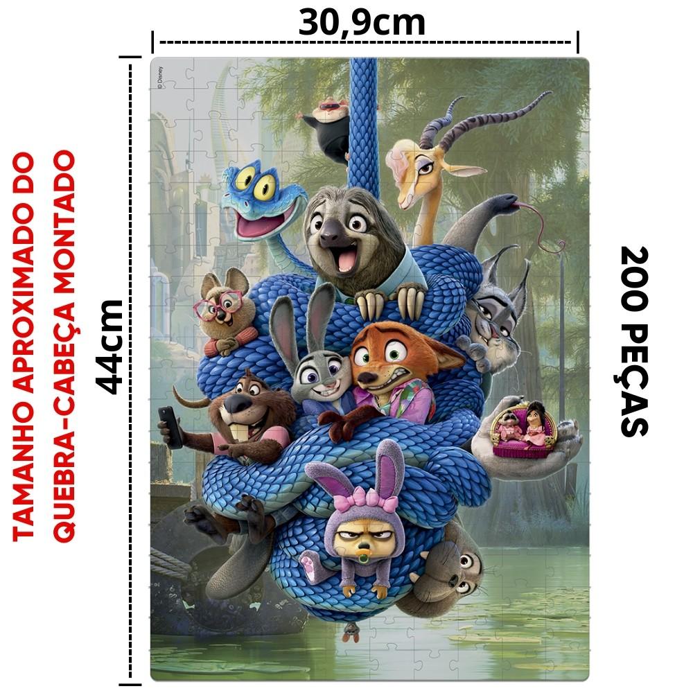 Quebra Cabeça 200 Peças Zootopia 2 Toyster Puzzle Filmes Desenhos Disney Criança Animais Bichos