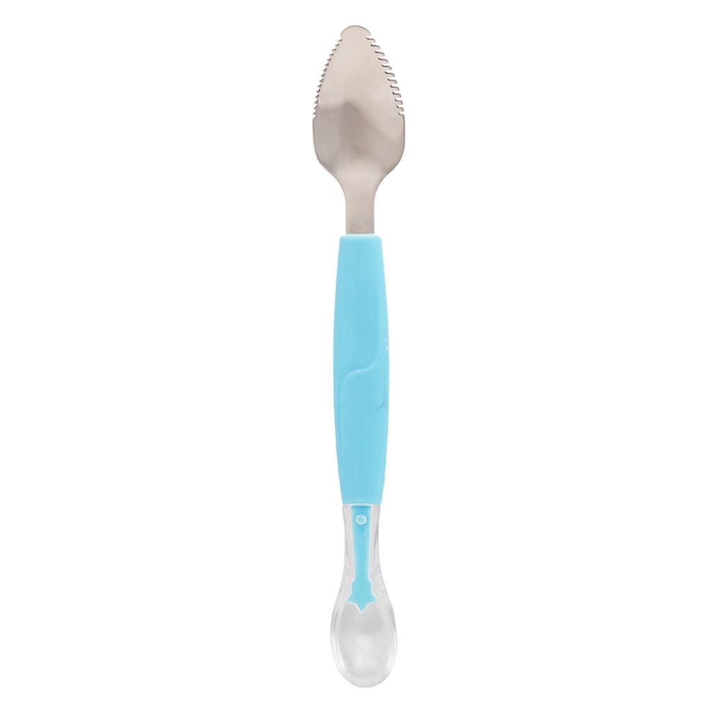 Colher 2 Em 1 Buba Raspa Fruta Em Inox E Silicone Azul