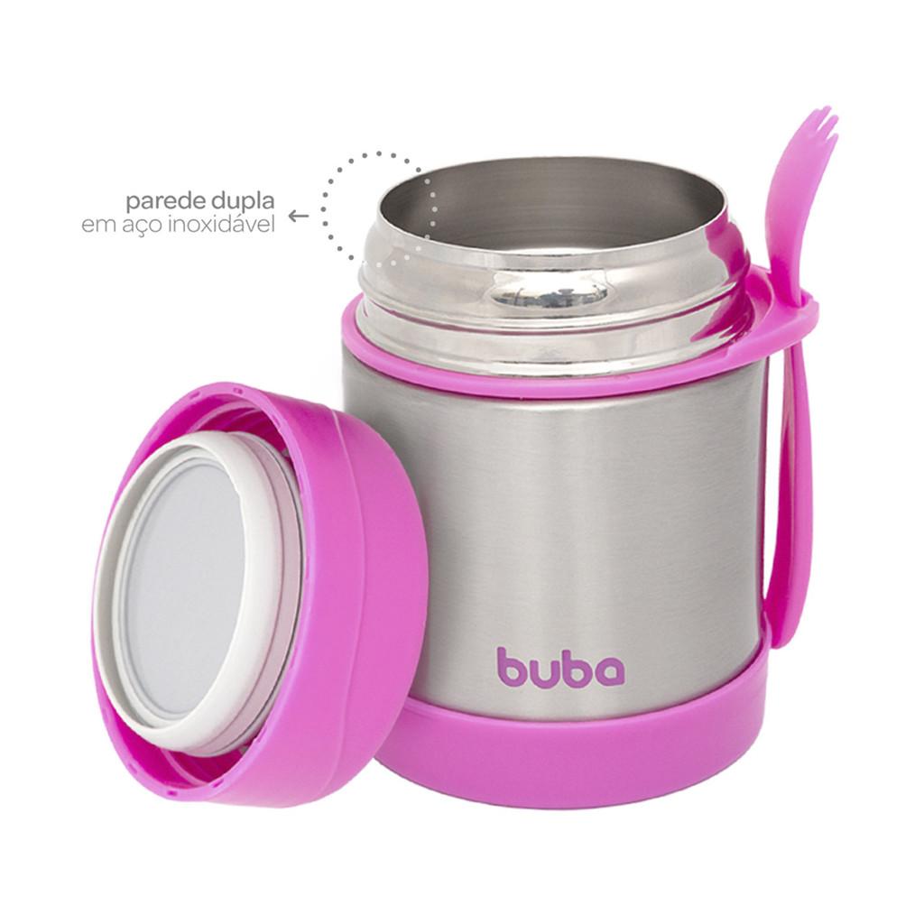 Pote Térmico Com Colher Buba Alimentação Infantil Rosa 320ml