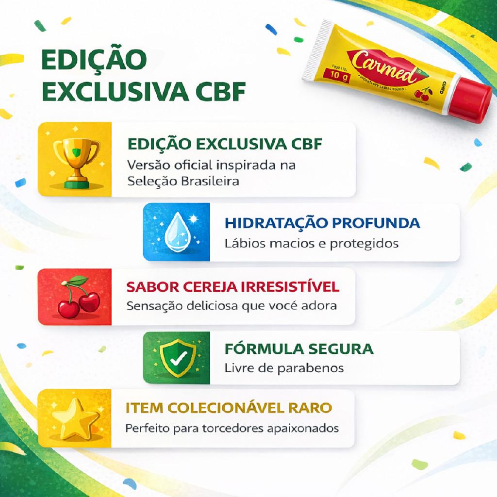 Hidratante Labial Carmed Canarinho Seleção Brasileira Cbf Colecionável