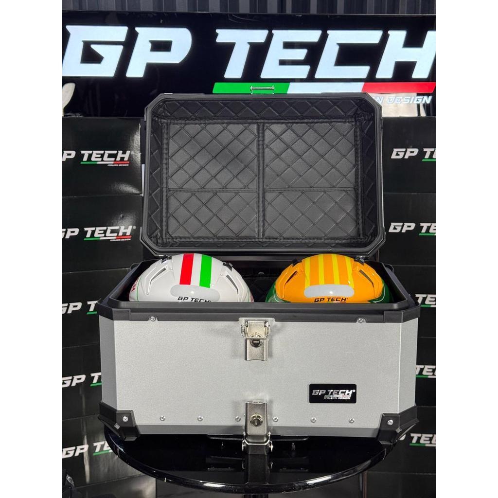 Bau Moto Universal Gp Tech Traseiro Aluminio Preto 65 Litros