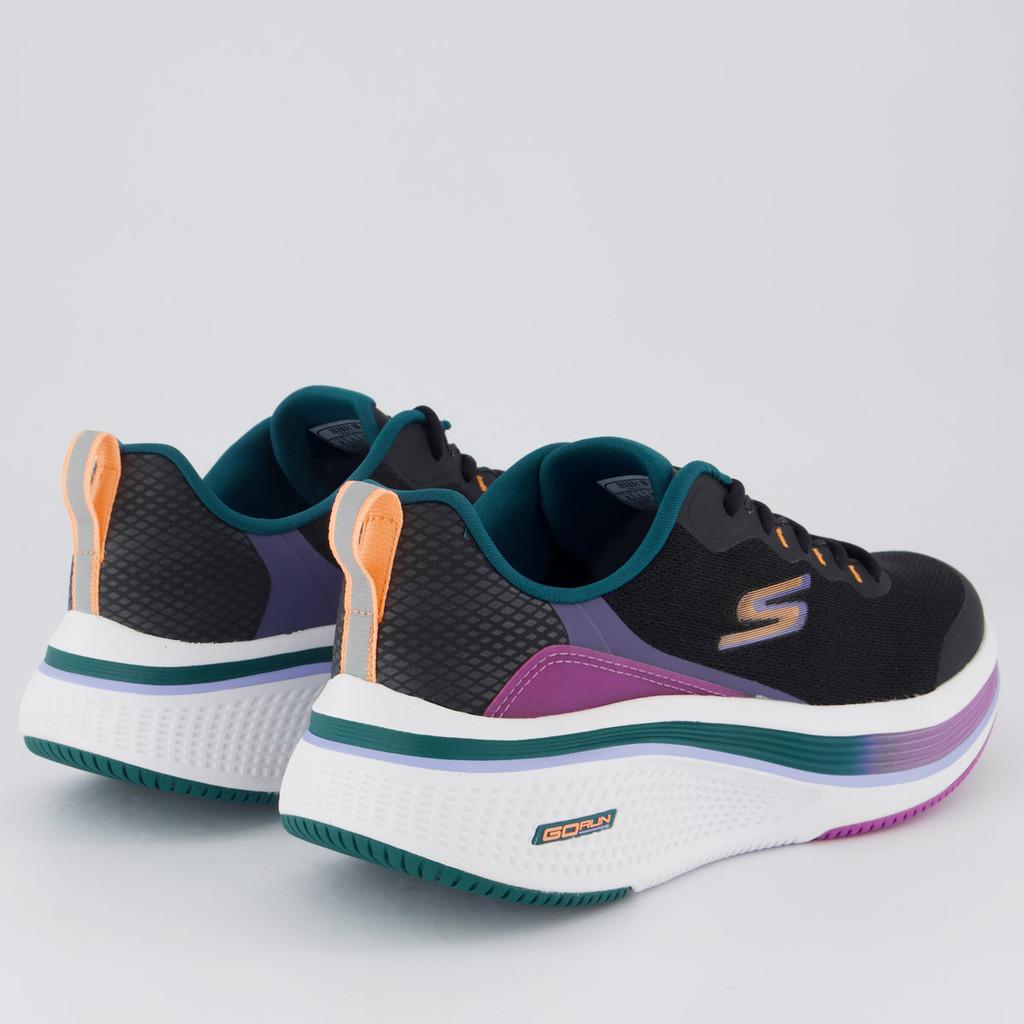Tênis Skechers Cordona Feminino Preto E Rosa
