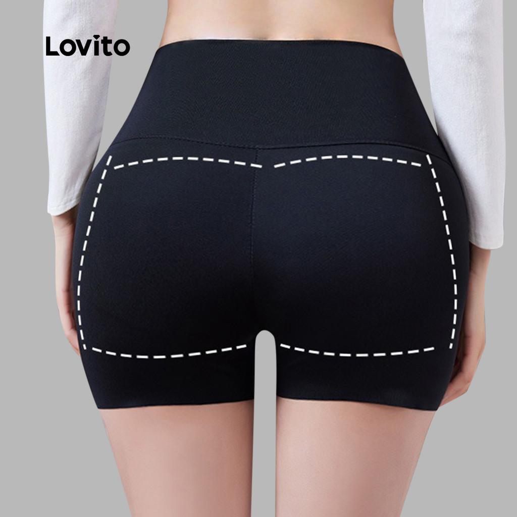 Lovito Casual Shorts Esportivos Cintura Bunda Pêssego Levantamento Controle Barriga Modelagem Treino Mulheres
