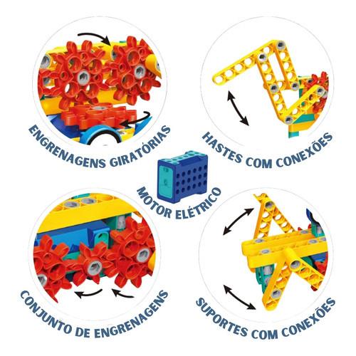 Blocos De Montar Kit De Robótica Com Motor E Engrenagens 180