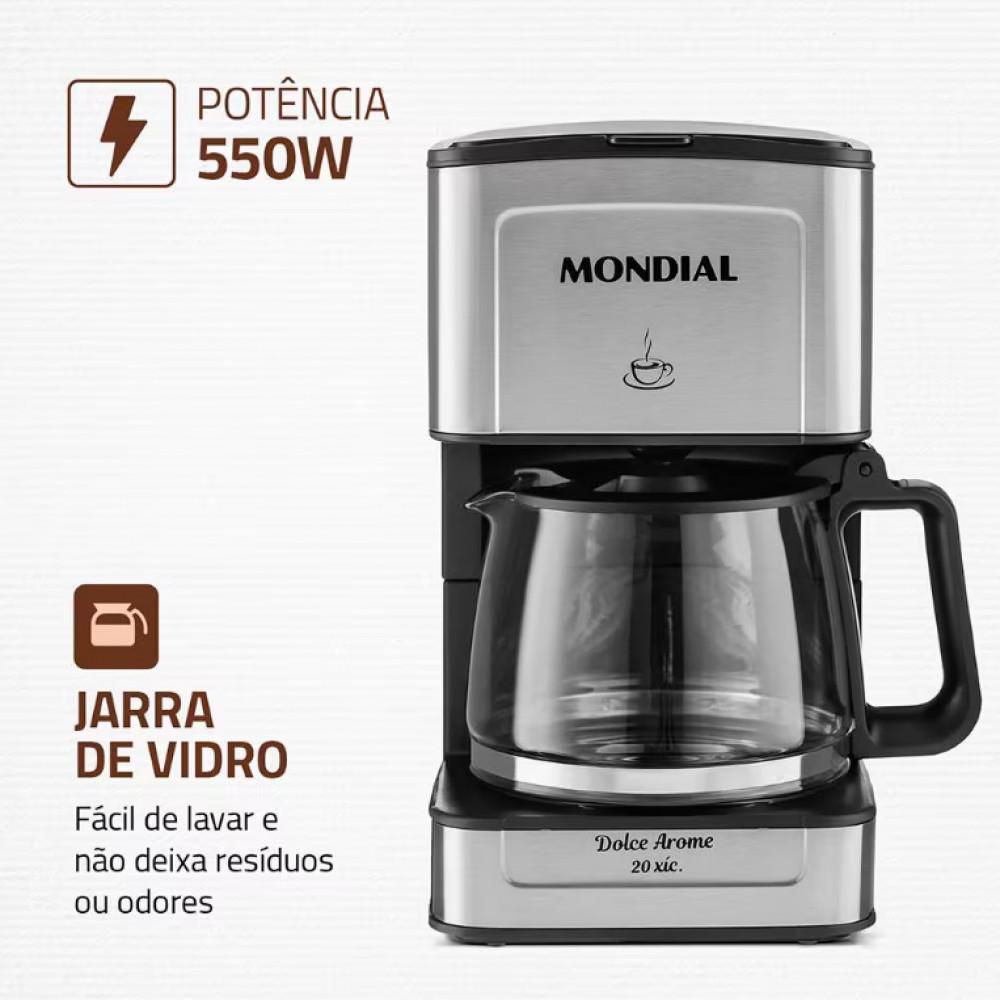 Cafeteira Elétrica Mondial Dolce Arome Vidro C-43-20x-si 20 Xícaras 550W