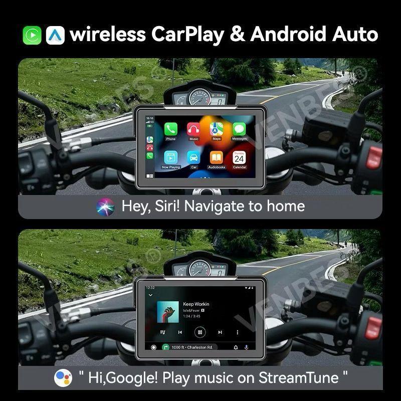 Multimídia Para Moto Carplay Android Auto Portátil À Prova D Água 5 Tela Touch