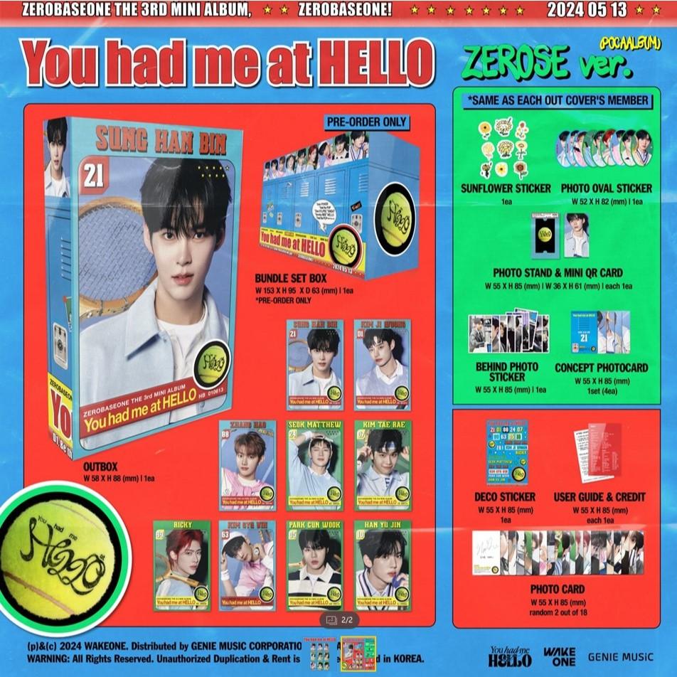 [zerose Ver_pocaalbum] Zerobaseone 3rd Mini You Had Me At Hello