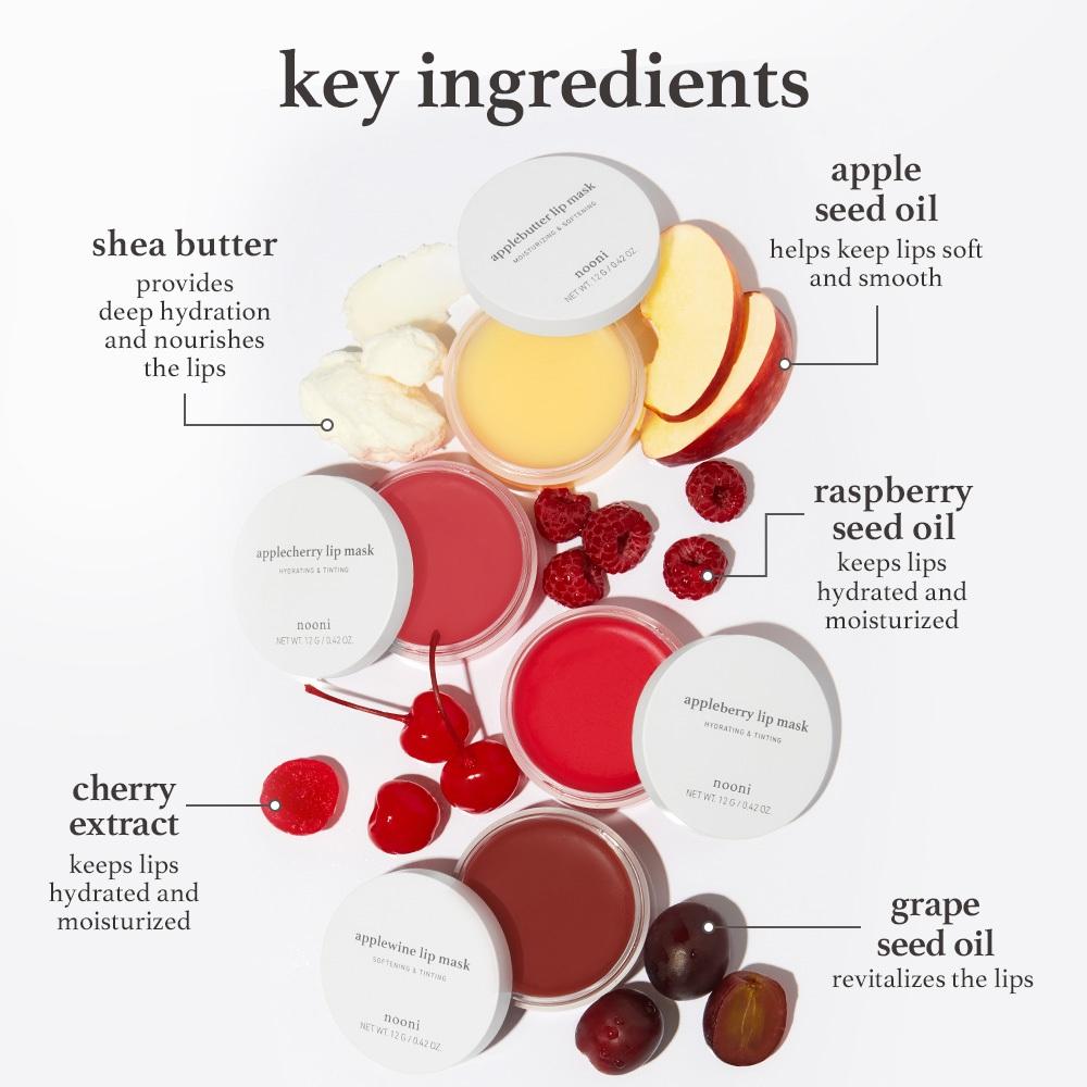 Nooni Official Vegan Lip Mask Overnight Bálsamo Labial Hidratante 3 Cores