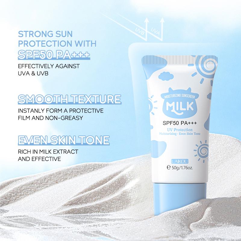 Laikou Milk Brightening Sunscreen Hidratante Fps50 Pa+++ Proteção Uv 50g