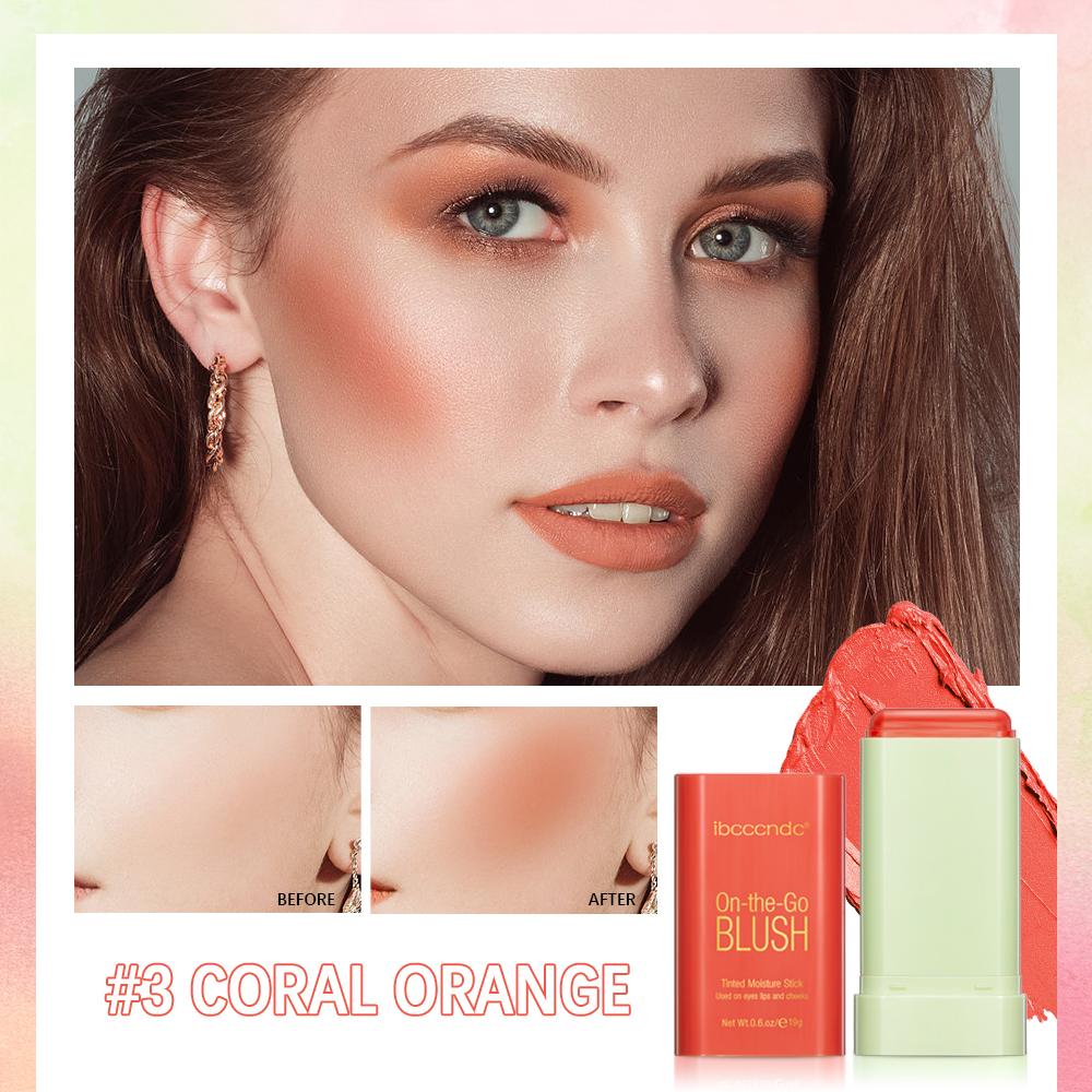 Bastão De Blush Multifuncional Impermeável De Longa Duração Fácil De Colorir Delicado E Hidratante Blush Rosa Não