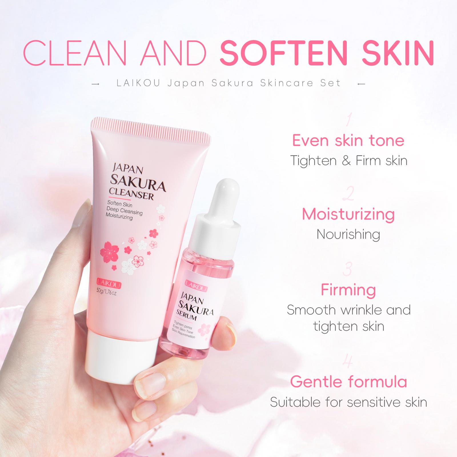 Laikou Sakura Conjunto 4pcs/clareador De Pele/hidratante/clareador De Manchas/creme Para Olheiras