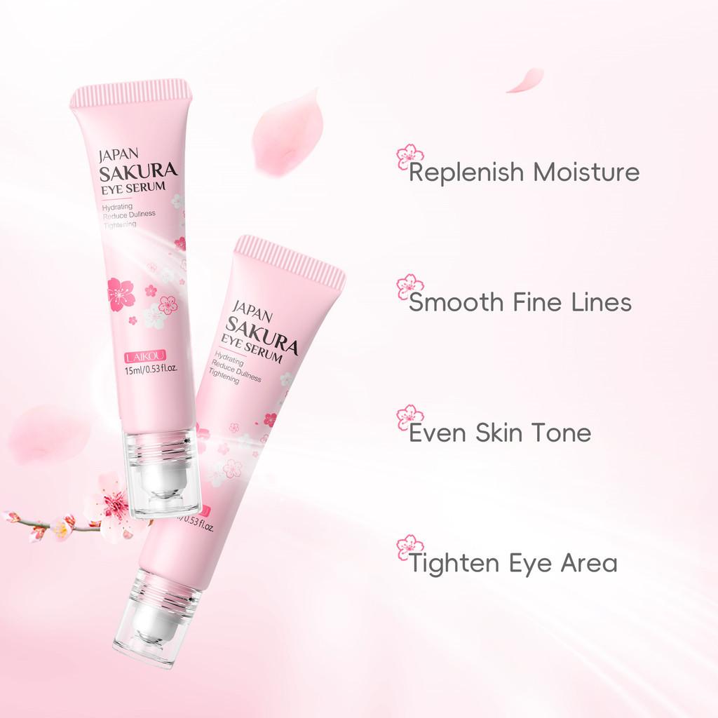 Laikou Japão Para Olhos Sakura Remove Bolsas Para Olhos Essência Fade Rugas Anti-inchaço 15ml