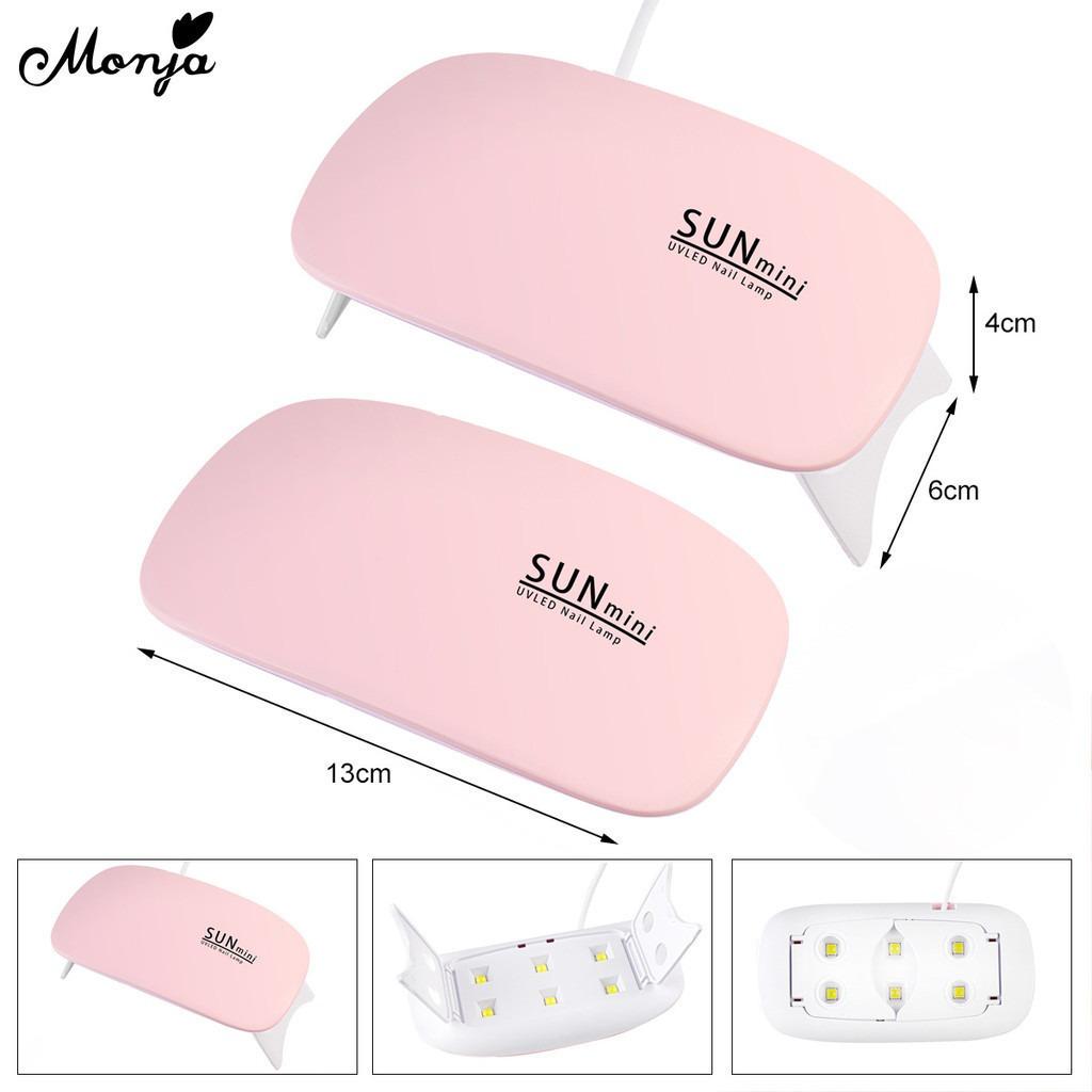 Conjunto De Arte De Unhas Monja Base Uv Gel Curing Verniz Sun Mini Rosa Branco 6W Secador LED Uv Portátil Para
