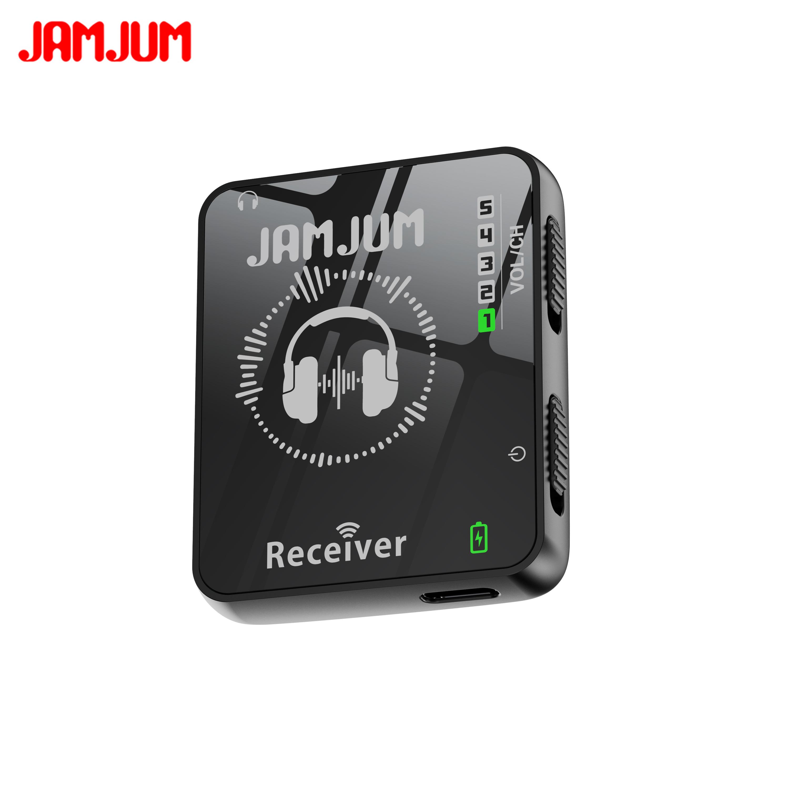 Sistema De Monitoramento Intra-auricular Sem Fio Jamjum 2.4G Transmissor E Receptor Pareamento Automático Alcance De