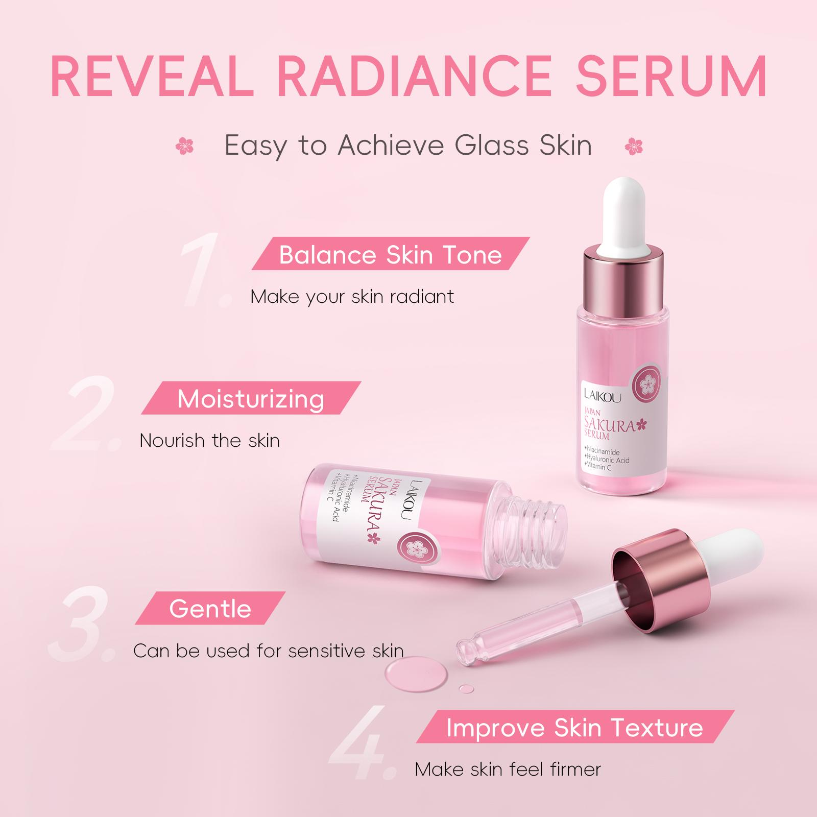 Laikou Sakura Sérum Essência Reduz Poros Rejuvenescimento Da Pele Sérum Clareador 17ml